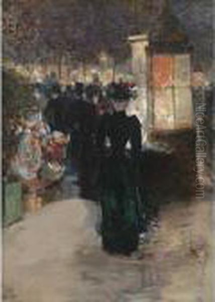 Paris Nocturne Oil Painting by Frederick Childe Hassam