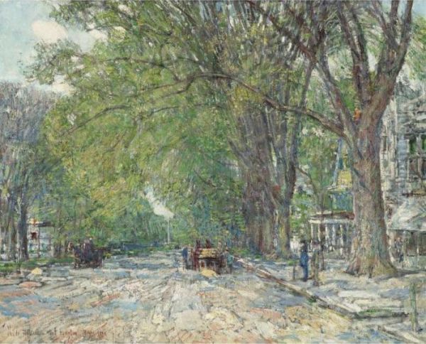 Easthampton Elms In May Oil Painting by Frederick Childe Hassam