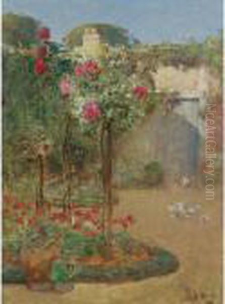 Rose Garden Oil Painting by Frederick Childe Hassam