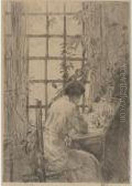 The Writing Desk (cortissoz/clayton 54) Oil Painting by Frederick Childe Hassam