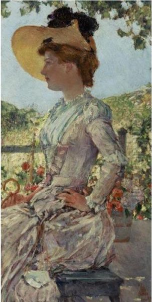 Evelyn Benedict At The Isles Of Shoals Oil Painting by Frederick Childe Hassam