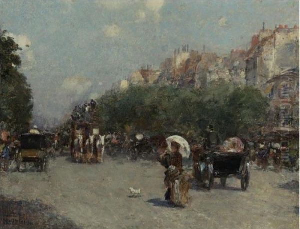 Paris Street Scene Oil Painting by Frederick Childe Hassam