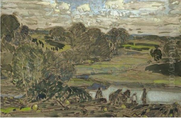 Extensive Landscape With River Oil Painting by Frederick Childe Hassam