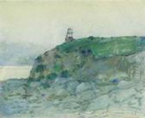 ''the Lighthouse, Brittany'' Oil Painting by Frederick Childe Hassam