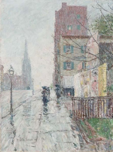 Rainy Day Oil Painting by Frederick Childe Hassam