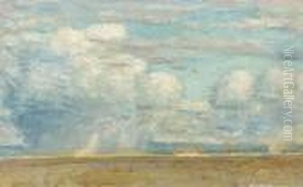 Clouds (rain Clouds Over Oregon Desert) Oil Painting by Frederick Childe Hassam