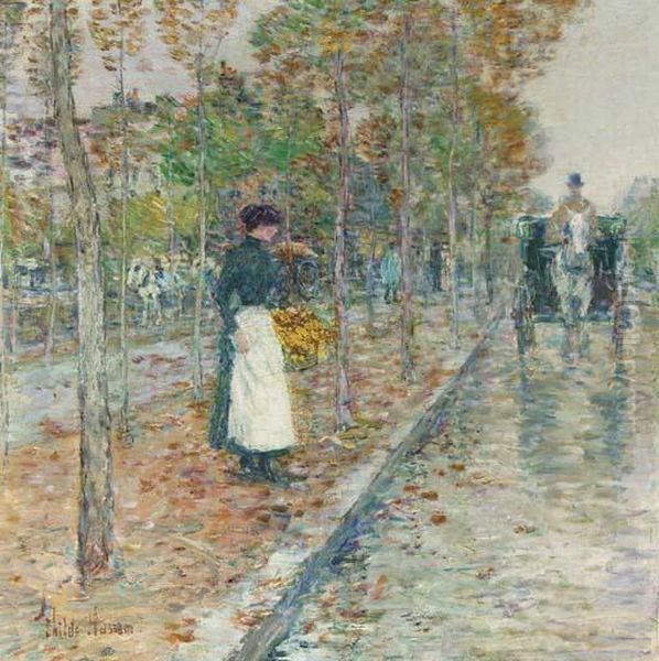 Autumn Boulevard, Paris Oil Painting by Frederick Childe Hassam