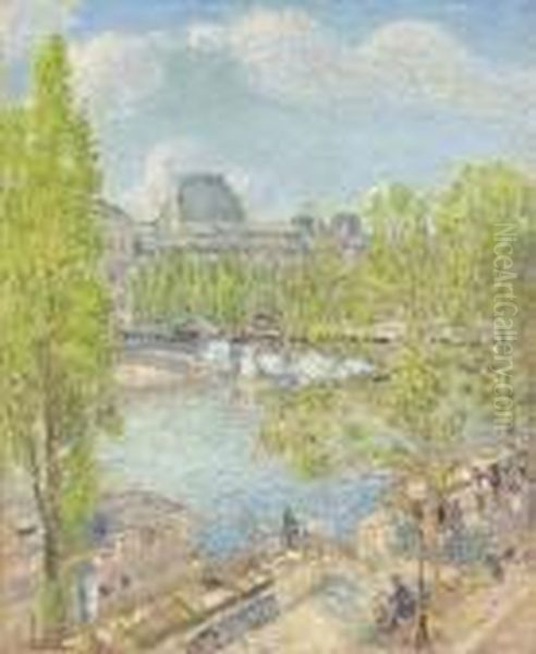 April, Quai Voltaire, Paris Oil Painting by Frederick Childe Hassam