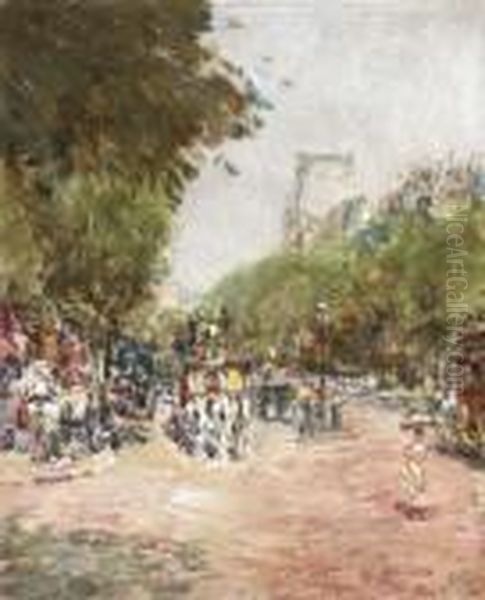 Rue Madeleine, Place De L'opera Oil Painting by Frederick Childe Hassam