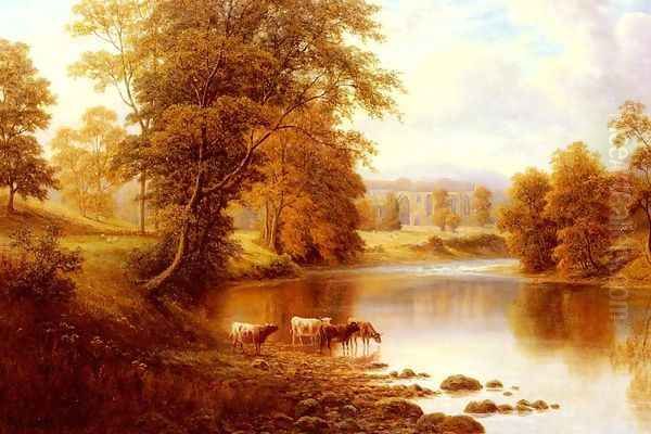 Bolton Abbey, From The Wharfe, Yorkshire Oil Painting by William Mellor