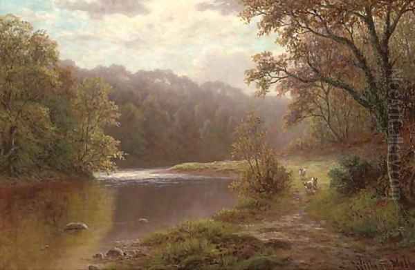 On the Nidd, near Knaresborough Oil Painting by William Mellor