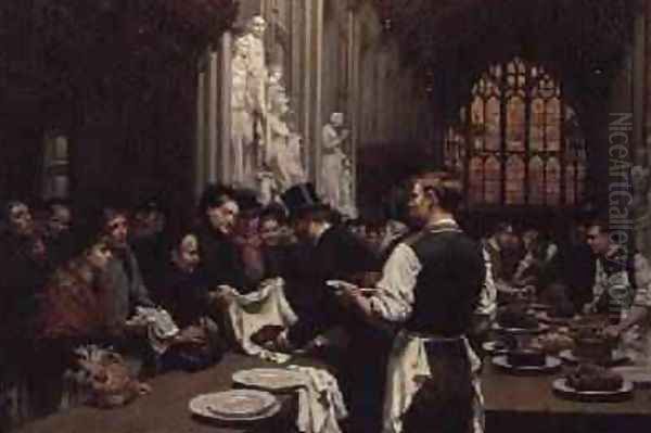 Distributing Left-overs to the Poor after the Lord Mayors Banquet at the Guildhall 1882 Oil Painting by Adrien Emmanuel Marie