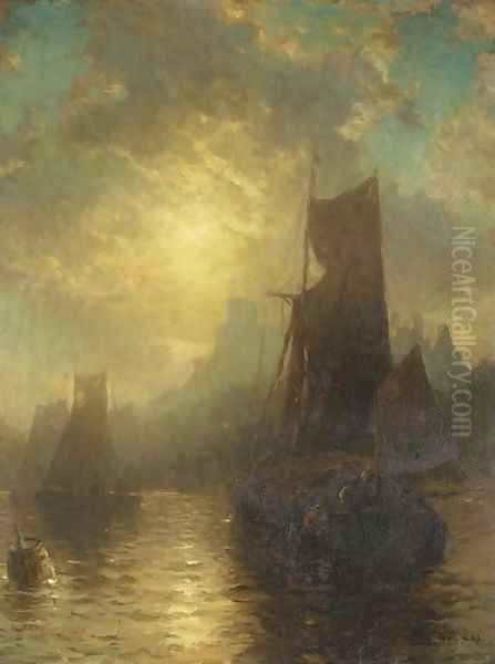 Sunset over the Harbor Oil Painting by George Herbert McCord