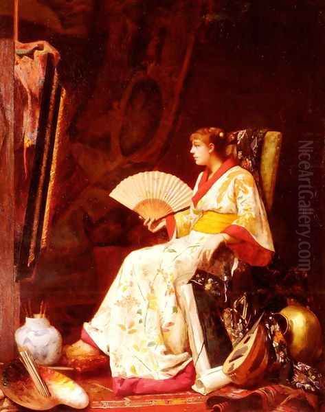 Le Modele En Kimono Dans L'Atelier Du Peintre (Model In A Kimono In The Artist's Studio) Oil Painting by Alphonse Marx