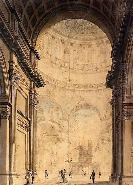 The Interior Of St Paul's Cathedral Oil Painting by Thomas Malton, Jnr.