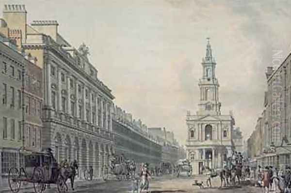 The Strand with Somerset House and St Marys Church Oil Painting by Thomas Malton, Jnr.