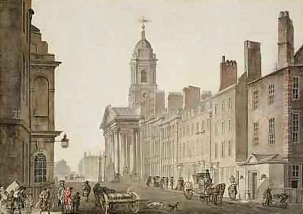 St Georges Hanover Square London 1780s Oil Painting by Thomas Malton, Jnr.