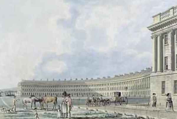 The Royal Crescent Bath 1777 Oil Painting by Thomas Malton, Jnr.