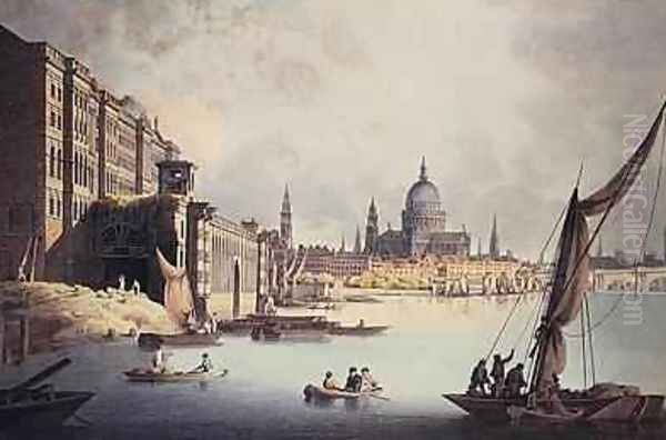 View of Somerset House and the Thames 1796 Oil Painting by Thomas Malton, Jnr.