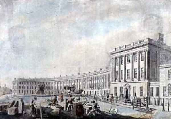 The Completion of the Royal Crescent Bath 1769 Oil Painting by Thomas Malton, Jnr.