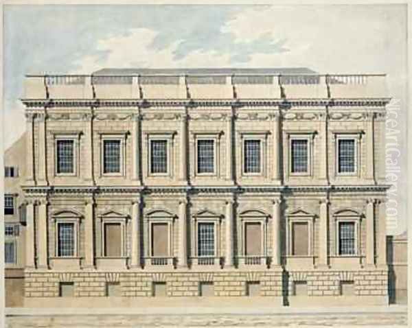 View of the Banqueting House at Whitehall Westminster 1790 Oil Painting by Thomas Malton, Jnr.