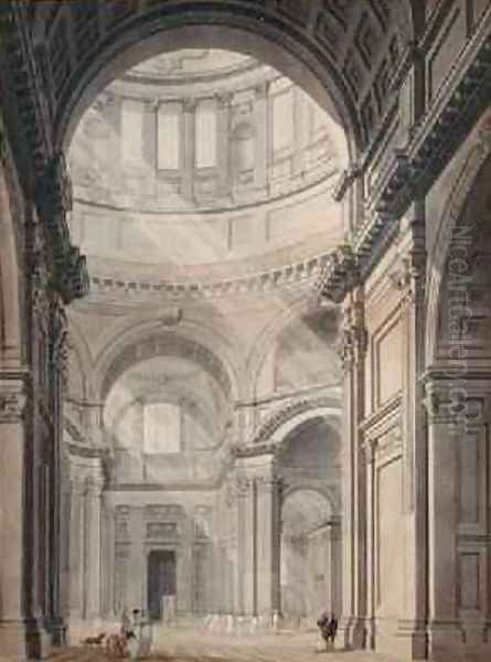 Internal View of St Pauls Cathedral from the North Entrance Oil Painting by Thomas Malton, Jnr.