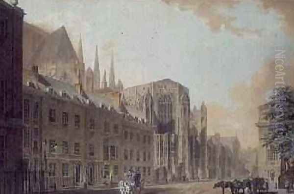 Old Palace Yard Westminster 2 Oil Painting by Thomas Malton, Jnr.