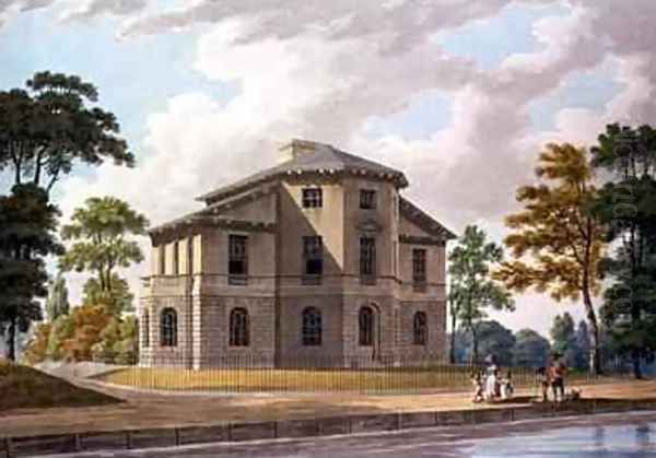 North East View of Sir Charles Azgills Villa at Richmond Oil Painting by Thomas Malton, Jnr.