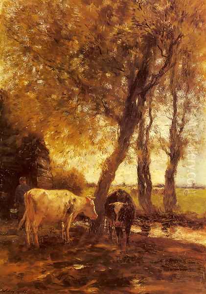 Cattle By A Stream Oil Painting by Willem Maris