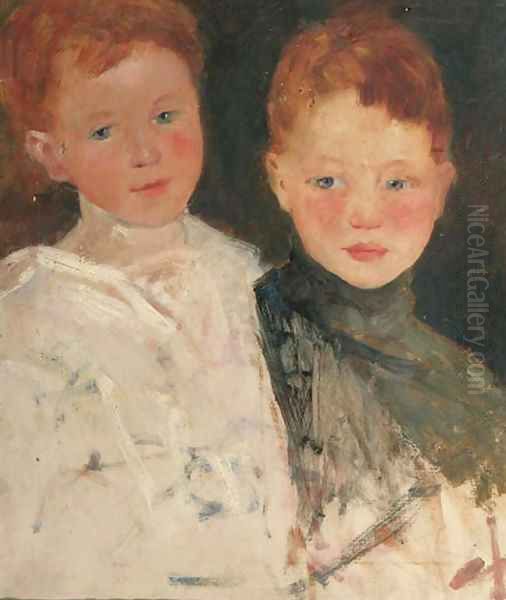 Double portrait of the artist's children, Mies and Thijs Oil Painting by Willem Maris