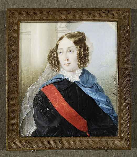 Portrait of Pelagia Skarbek nee Rutkowska Oil Painting by Stanislaw Marszalkiewicz