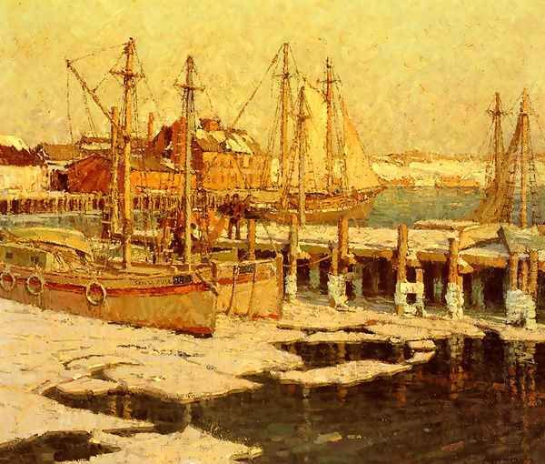 Gloucester Harbor Oil Painting by Frederick John Mulhaupt