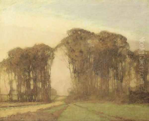 A Road through an Autumnal Grove Oil Painting by Frederick John Mulhaupt