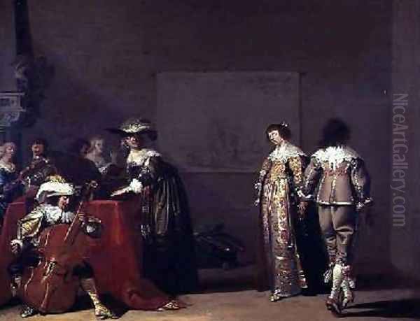 A Music Party 1656 Oil Painting by Jacob Fransz van der Merck