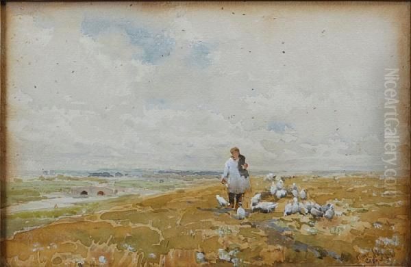 Sheep In A Landscape Oil Painting by Claude Hayes