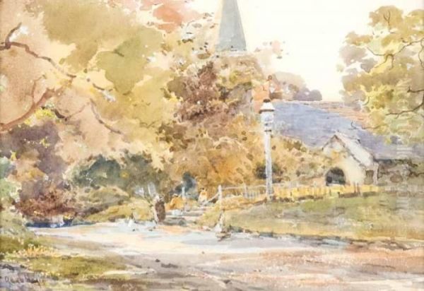 Brockenhurst Church Oil Painting by Claude Hayes