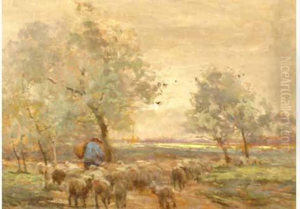 The Flock Oil Painting by Claude Hayes