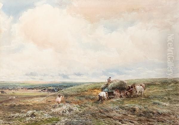 Haymaking Oil Painting by Claude Hayes