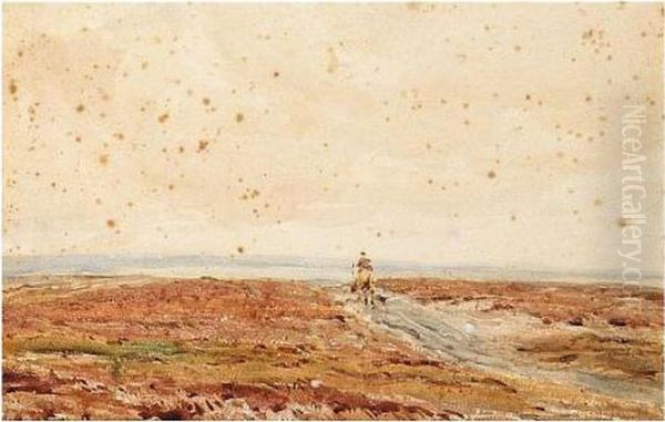 Crossing The Moor, Signed, Watercolour, 22 X 33 Cm.; 8 3/4 X 13 In Oil Painting by Claude Hayes