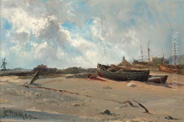 Dutch Fishing Boats Oil Painting by Claude Hayes