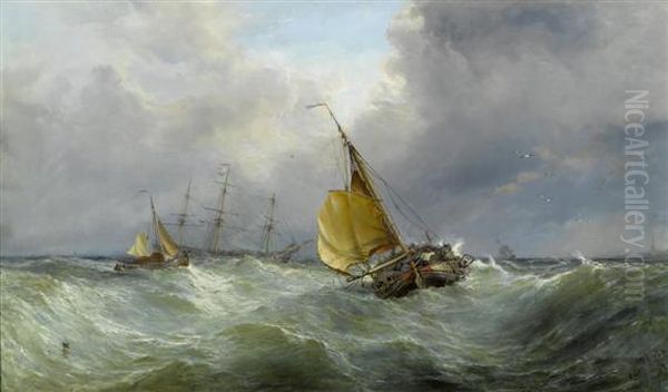 Ships On The High Sea Oil Painting by Edwin Hayes