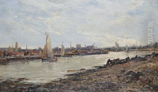 Boats At The Mouth Of The River Yare Oil Painting by Edwin Hayes