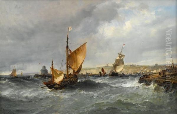 Great Yarmouth Harbor Oil Painting by Edwin Hayes