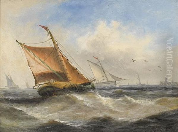 Hafenpartie Mit Segelschiffen Oil Painting by Edwin Hayes