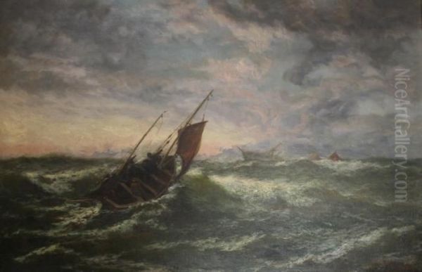 A Lifeboat Approaching A Sinking Ship Oil Painting by Edwin Hayes