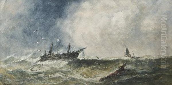 A Shipwreck Oil Painting by Edwin Hayes