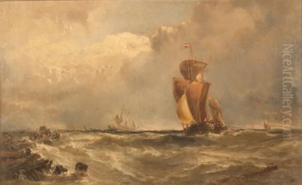 Lugger Entering Calaisharbour Oil Painting by Edwin Hayes