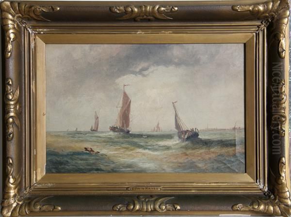 Fishing Boats Oil Painting by Edwin Hayes