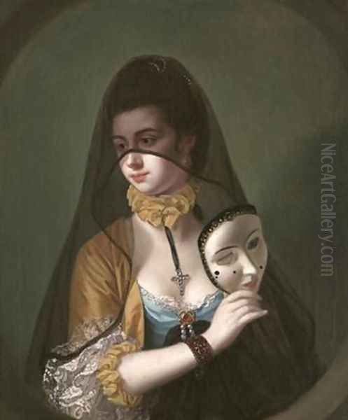 A Lady in a Masquerade Habit Oil Painting by Henry Robert Morland