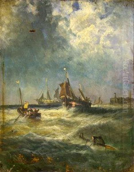 Stormy Seas Oil Painting by Edwin Hayes